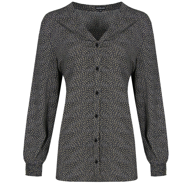 Exxcellent - Puma Blouse - Zwart-Okergeel - Pand41 Doesburg